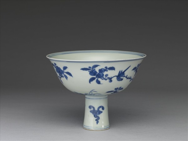 青花花鳥紋高足碗