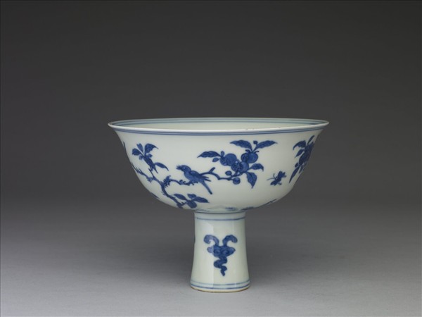 青花花鳥紋高足碗