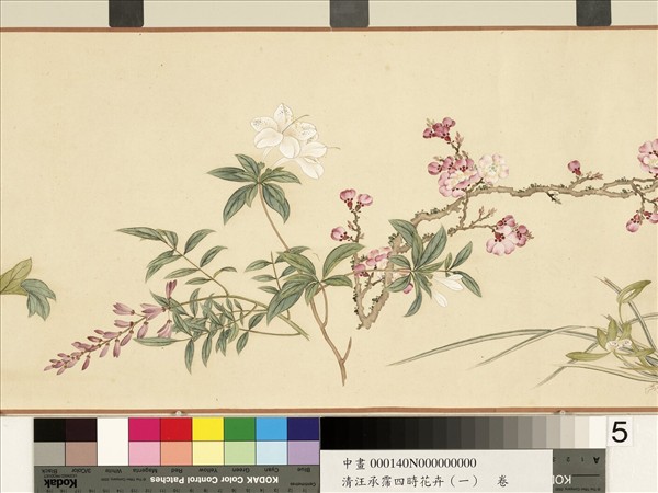 清汪承霈四時花卉（一）三春韶秀　卷