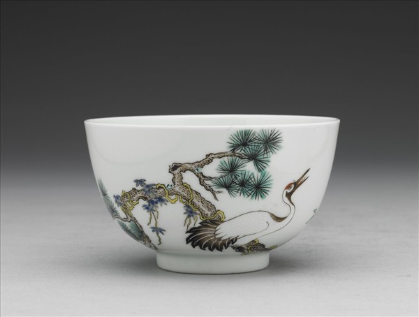 粉彩松鶴長春圖碗