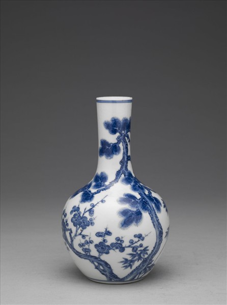 青花歲寒三友瓶