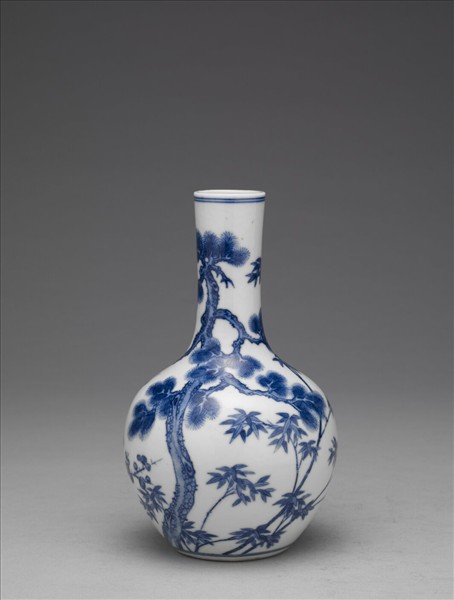 青花歲寒三友瓶