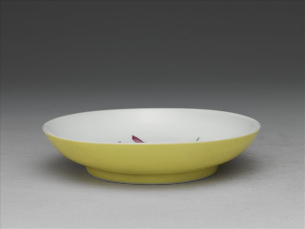 琺瑯彩黃地菊花碟