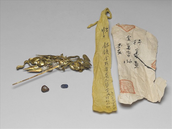 銀鍍金點翠蘭花簪