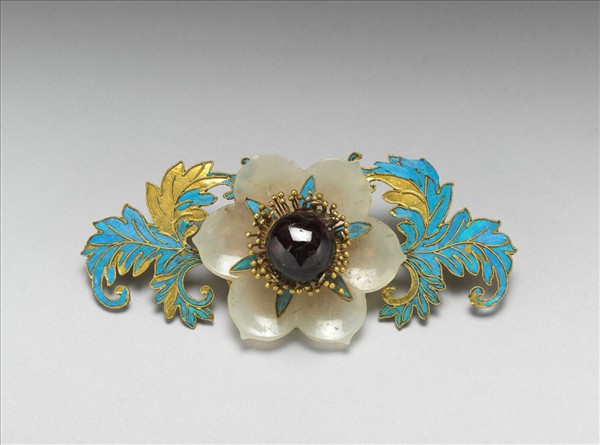 銀鍍金鑲玉結子