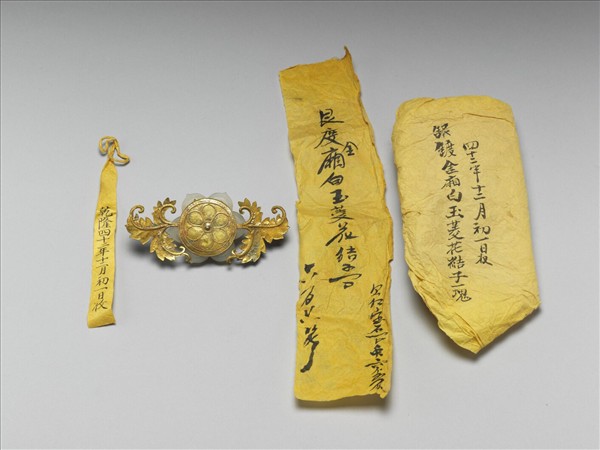 銀鍍金鑲玉結子