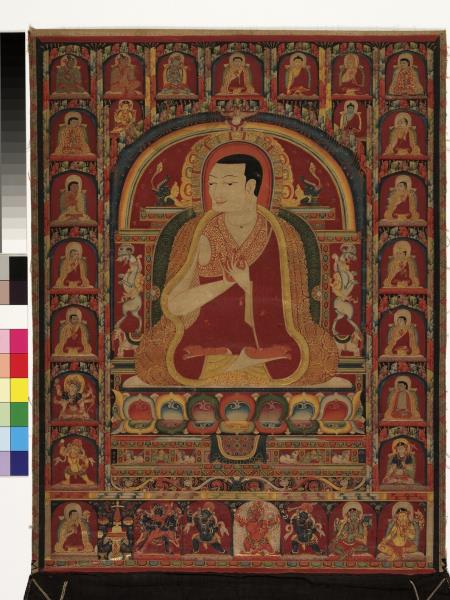 西藏十三世紀達壟寺堪布桑杰溫像唐卡