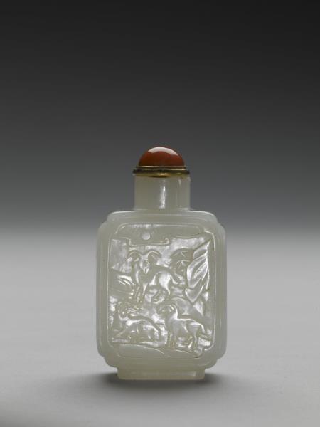 玉三陽開泰方壺鼻煙壺