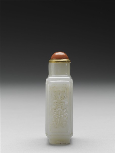 玉白猿祝壽方壺鼻煙壺