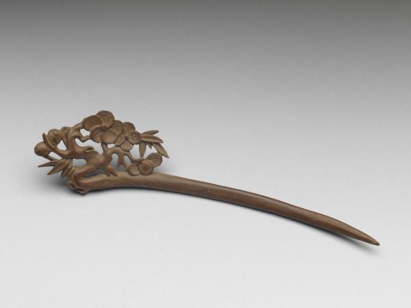 肉桂木雕三友簪