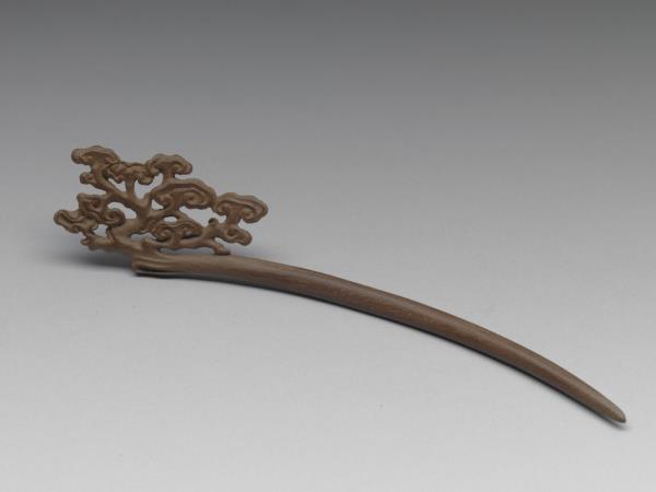 肉桂木雕靈芝簪