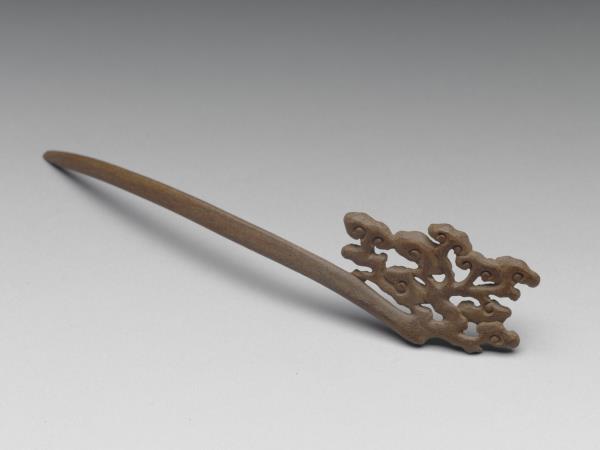 肉桂木雕靈芝簪