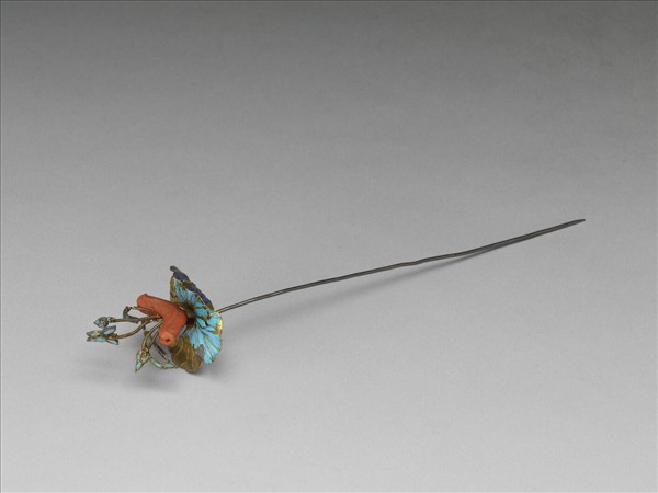 鍍金點翠荷葉簪