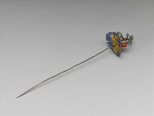 鍍金點翠荷葉簪