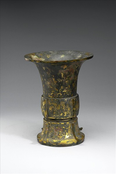 鎏金獸面紋方尊