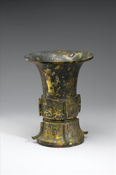 鎏金獸面紋方尊