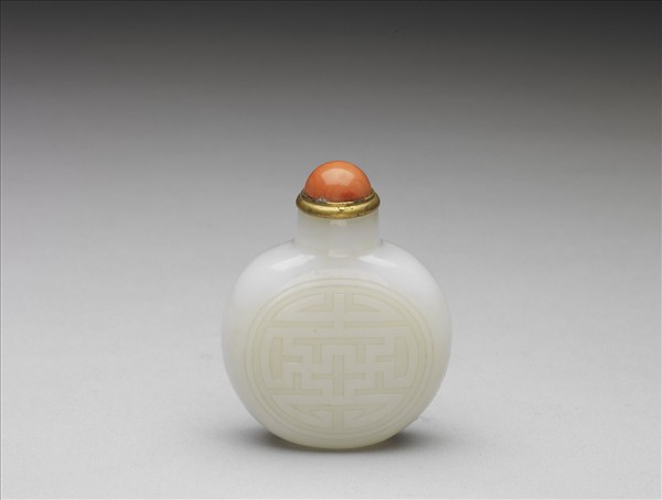 玉萬壽花鳥紋鼻煙壺