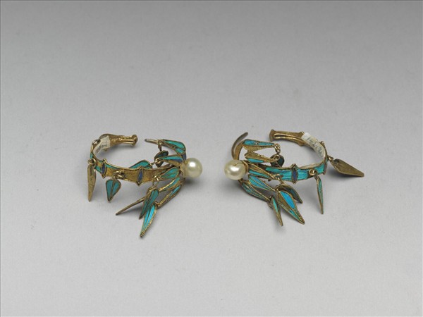 點翠竹葉耳環（一對）