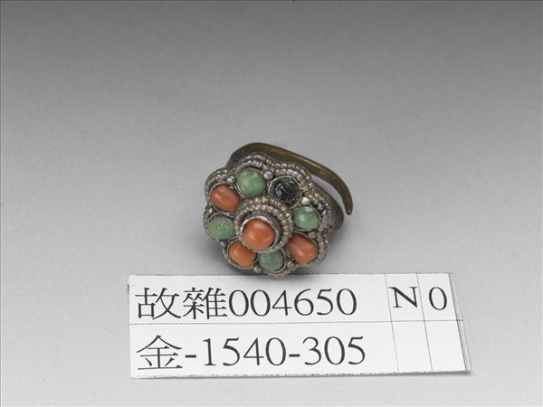 銀嵌珊瑚松石戒指