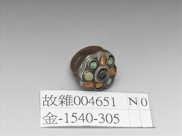 銀嵌珊瑚松石戒指