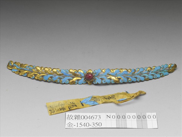 點翠花葉紋面簪