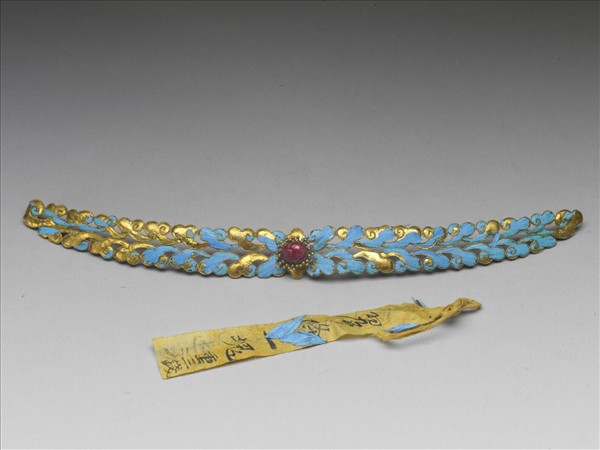 點翠花葉紋面簪