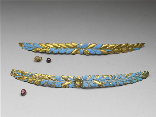 點翠花葉紋面簪