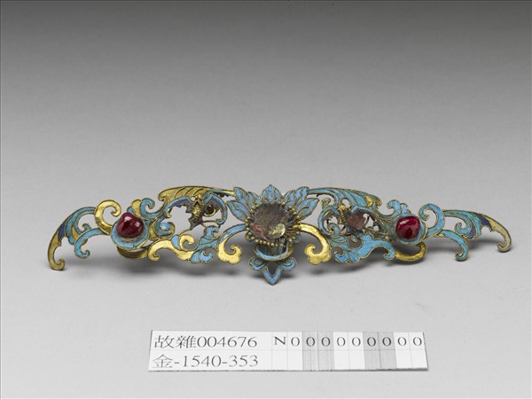 銀鍍金點翠西番蓮面簪