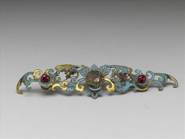 銀鍍金點翠西番蓮面簪