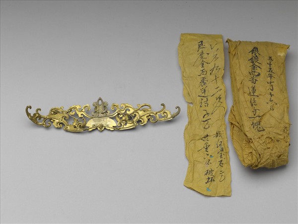 銀鍍金點翠西番蓮面簪