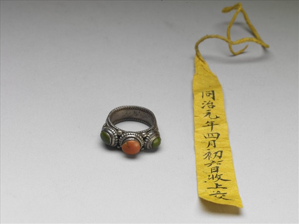 銀嵌珊瑚松石戒指