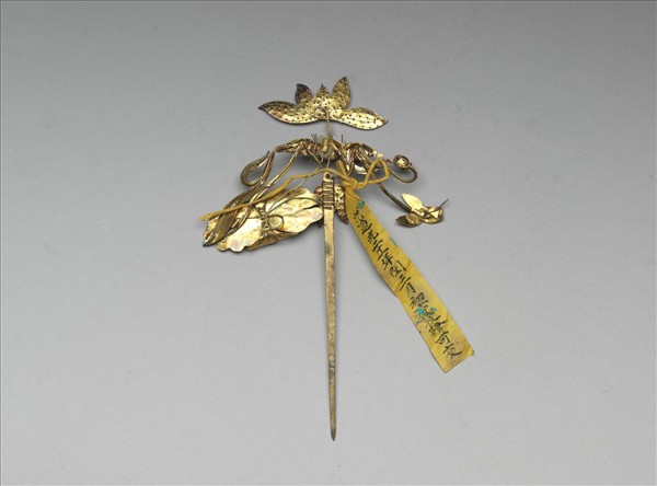 銅鍍金緝米珠荷花簪