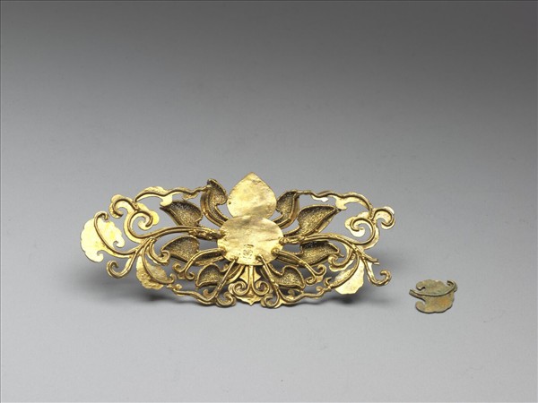 銀鍍金蓮花面簪