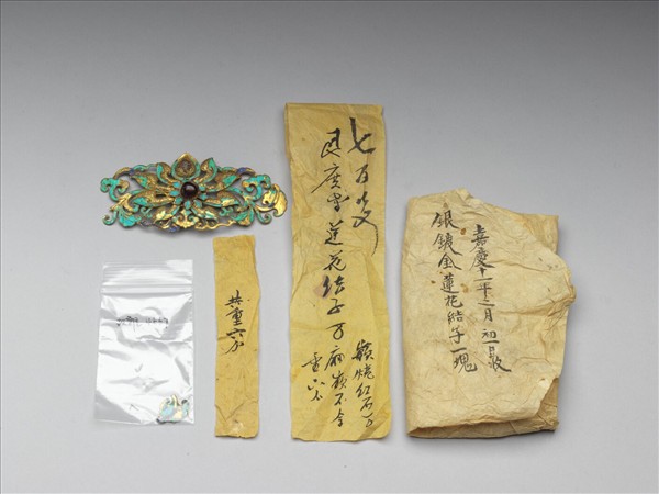 銀鍍金蓮花面簪