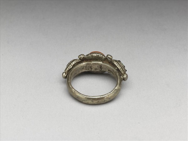 銀嵌珊瑚松石戒指