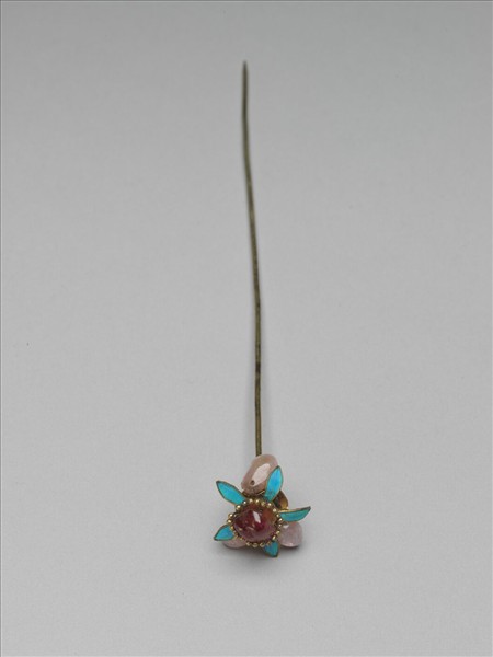 點翠嵌寶石花卉簪