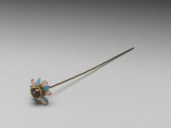 點翠嵌寶石花卉簪