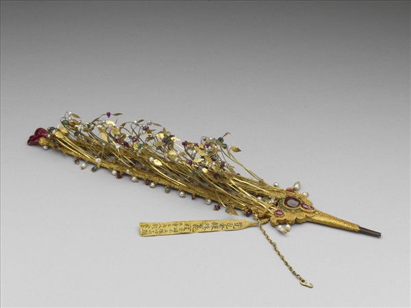 包金嵌珠石帽花