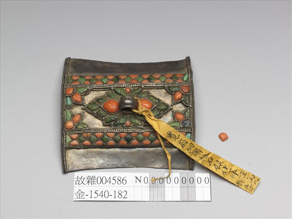 銀嵌珊瑚松石飾件