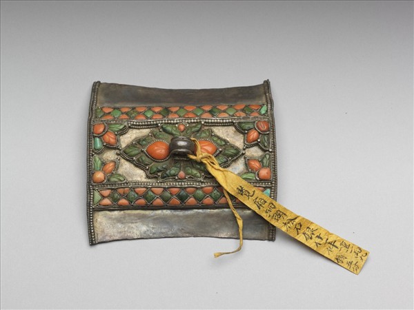 銀嵌珊瑚松石飾件