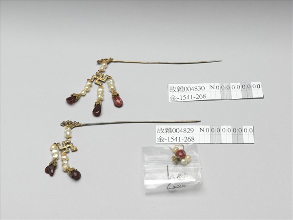 銀鍍金萬字步搖（一對）