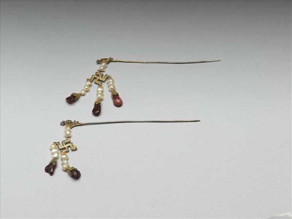 銀鍍金萬字步搖（一對）