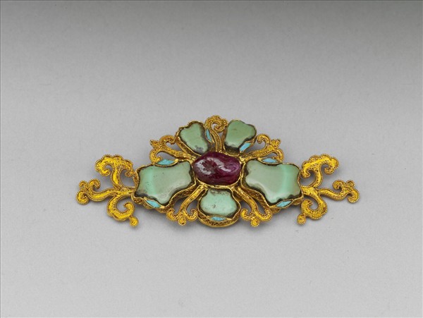 鍍金鑲松石葵花結子