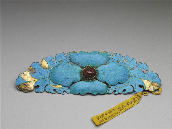 點翠花葉紋面簪