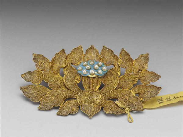 銀鍍金寶蓮面簪