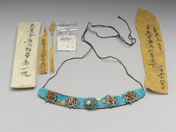 銀鍍金點翠嵌珠寶「吉祥如意」勒條