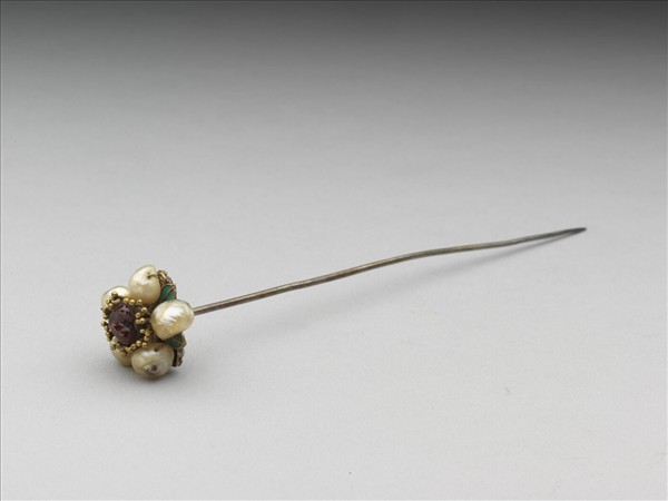 銀鍍金嵌珠花簪