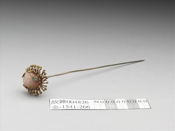 銀鍍金嵌碧璽花簪