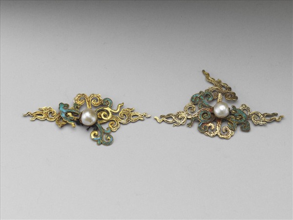 銀鍍金如意雲紋簪