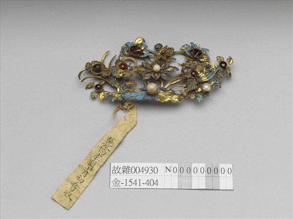 銀鍍金嵌寶石荷蓮簪